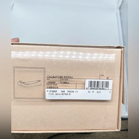 Prada Nude Patent leather silver logo embellished bowtie ballerina flats EU 41 - Picture 10 of 10